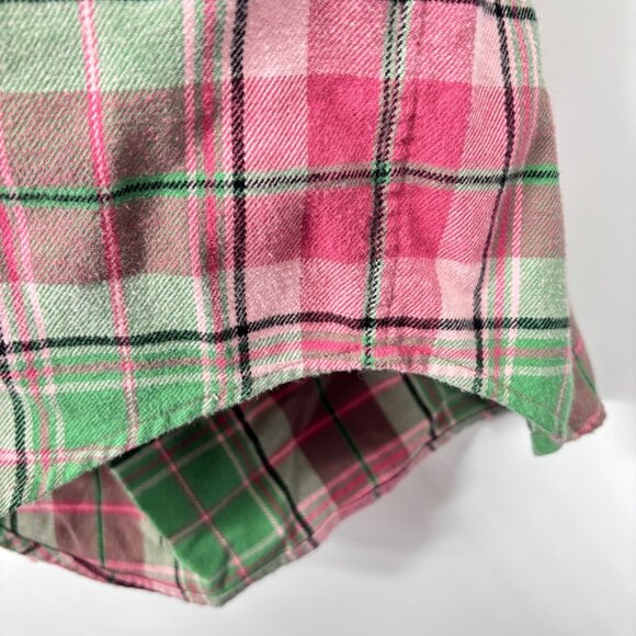 SUPREME Plaid Flannel Shirt FW22 Men's M Button Down Cotton Collared Pink Green - Picture 6 of 11